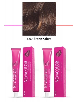 2 li Set Premium 6.07 Bronz Kahve - Kalıcı Krem Saç Boyası 2 X 50 g Tüp