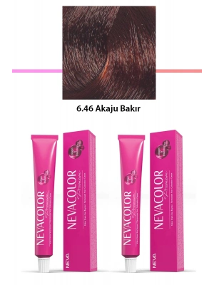 2 li Set Premium 6.46 Akaju Bakır - Kalıcı Krem Saç Boyası 2 X 50 g Tüp