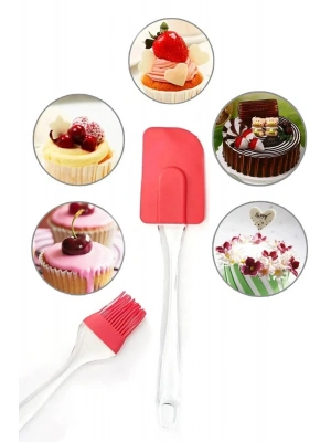 2 Li Set Silikon Pasta - Börek - Poğaça Yağ Fırçası Ve Silikon Spatula Seti