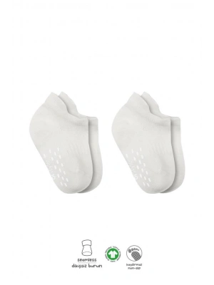 2Li Sneakers Kaymaz Basic Penye Çorap 20103 Ekru Ekru