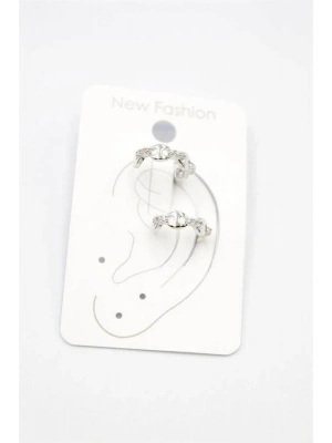 2li Taşlı Kıkırdak Küpe - Gümüş