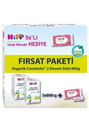 2 Organik Combiotic Bebek Sütü 800 Gr X2 Islak Mendil Hediyeli