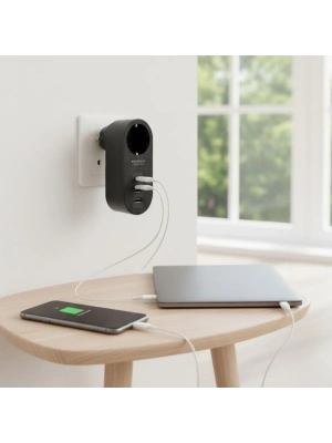 ®  2 USB,1 TYPE-C Girişli 1li Çocuk Korumalı,Isıya Karşı Dayanıklı 2500Watt Termal Akım Korumalı Priz