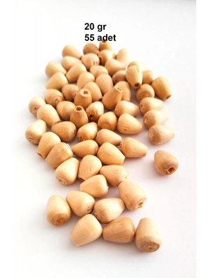 20 Gr (55 Adet) Ahşap Boncuk 12 mm boy x 10 mm en Doğal Ahşap Makrome El İşi Çanta