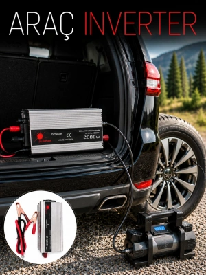 2000W Araç İnverter Aküden Güç Dönüştürücü Elektrik Üreten Taşınabilir