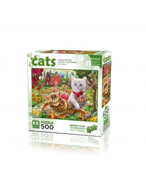 ® 20043 Kediler Çiftlikte 500 Parça Puzzle -KS Puzzle