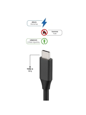 20V 2.25A TYPE-C 45W LENOVO İçin Laptop Adaptör