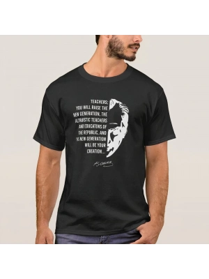 24 Kasım Öğretmenler Günü Baskılı T-shirt - Siyah -