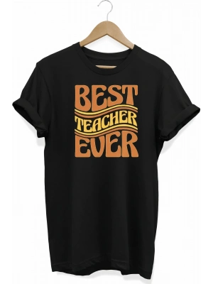 24 Kasım Öğretmenler Günü Hediye Baskılı Oversize Bisiklet Yaka T-shirt - Siyah