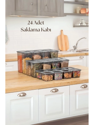 24lü 3 Boy Kavanoz Seti & Saklama Kabı & Erzak Kabı 8x650/1300/1900 Ml (40 Lı Etiket Hediyeli)