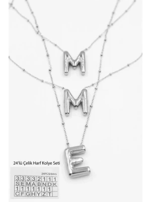 24lü Harf Kolye Seti - Gümüş