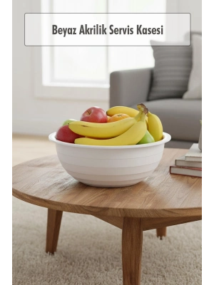 2,5 Lt Beyaz Akrilik Servis Kasesi & Karıştırma Kabı