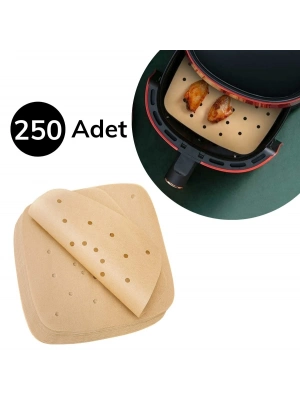 ®  250 Adet Air Fryer Pişirme Kağıdı Tek Kullanımlık Hava Fritöz Yağ Geçirmez Yapışmaz Gıda Pişirme Kağıdı Delikli Kare Model