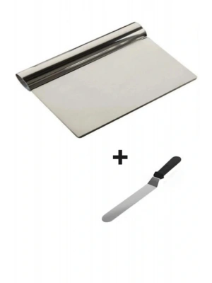 2li Set Hamur Şekillendirici Eğik Pasta Spatulası +metal Hamur Kesici Kazıyıcı Spatula