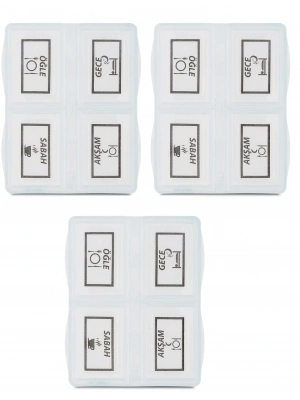 3 Adet - 4 Bölmeli Günlük İlaç Saklama Kutusu