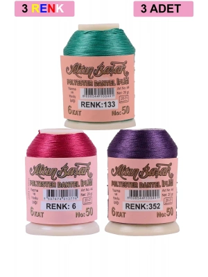 3 Adet Altınbaşak Oya ve Dantel İpi 20 gr - Royaleks - No: 006 - 352 - 133