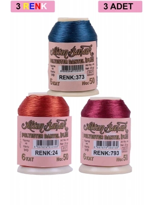 3 Adet Altınbaşak Oya ve Dantel İpi 20 gr - Royaleks - No: 024 - 793 - 373