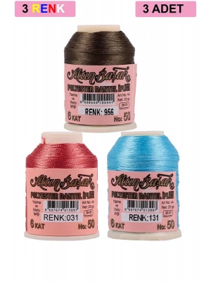 3 Adet Altınbaşak Oya ve Dantel İpi 20 gr - Royaleks - No: 031 - 131 - 956