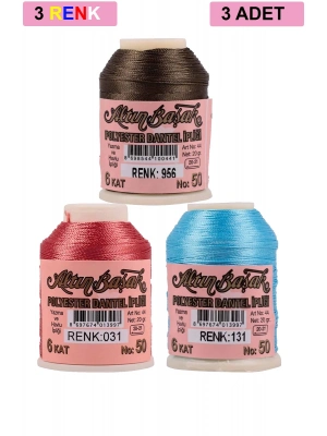 3 Adet Altınbaşak Oya ve Dantel İpi 20 gr - Royaleks - No: 031 - 131 - 956