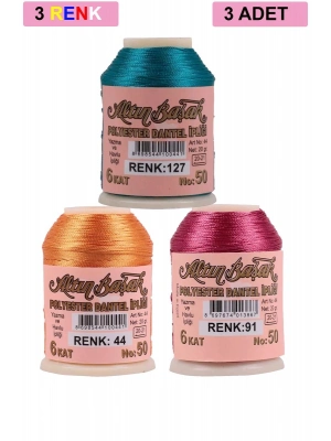 3 Adet Altınbaşak Oya ve Dantel İpi 20 gr - Royaleks - No: 044 - 091 - 127