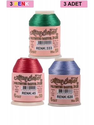 3 Adet Altınbaşak Oya ve Dantel İpi 20 gr - Royaleks - No: 045 - 620 - 333
