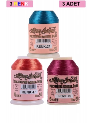 3 Adet Altınbaşak Oya ve Dantel İpi 20 gr - Royaleks - No: 047 - 089 - 021