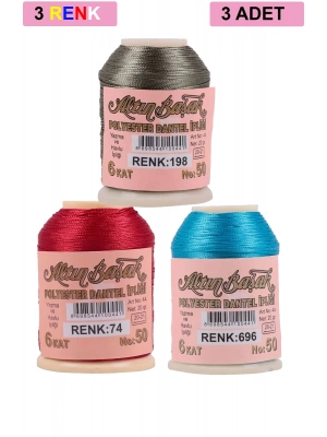 3 Adet Altınbaşak Oya ve Dantel İpi 20 gr - Royaleks - No: 074 - 696 - 198