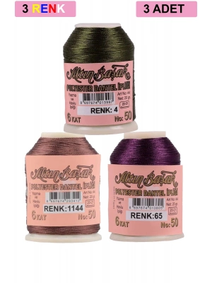 3 Adet Altınbaşak Oya ve Dantel İpi 20 gr - Royaleks - No: 1144 - 065 - 004