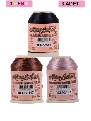 3 Adet Altınbaşak Oya ve Dantel İpi 20 gr - Royaleks - No: 117 - 103 - 485