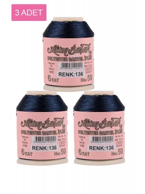 3 Adet Altınbaşak Oya ve Dantel İpi 20 gr - Royaleks - No: 136