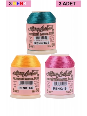 3 Adet Altınbaşak Oya ve Dantel İpi 20 gr - Royaleks - No: 139 - 019 - 874