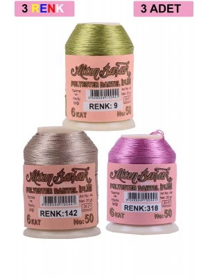 3 Adet Altınbaşak Oya ve Dantel İpi 20 gr - Royaleks - No: 142 - 318 - 009