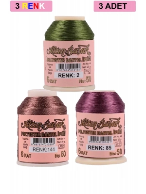 3 Adet Altınbaşak Oya ve Dantel İpi 20 gr - Royaleks - No: 144 - 085 - 002