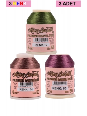 3 Adet Altınbaşak Oya ve Dantel İpi 20 gr - Royaleks - No: 144 - 085 - 002