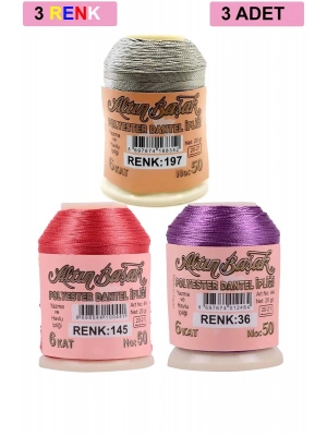 3 Adet Altınbaşak Oya ve Dantel İpi 20 gr - Royaleks - No: 145 - 036 - 197