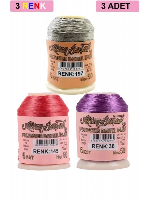 3 Adet Altınbaşak Oya ve Dantel İpi 20 gr - Royaleks - No: 145 - 036 - 197