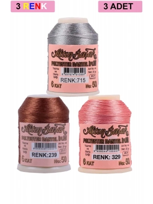 3 Adet Altınbaşak Oya ve Dantel İpi 20 gr - Royaleks - No: 239 - 329 - 715