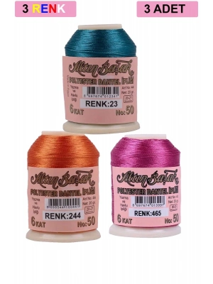3 Adet Altınbaşak Oya ve Dantel İpi 20 gr - Royaleks - No: 244 - 465 - 023