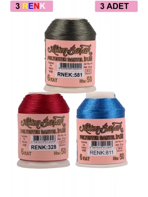 3 Adet Altınbaşak Oya ve Dantel İpi 20 gr - Royaleks - No: 328 - 811 - 581