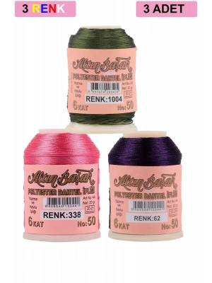 3 Adet Altınbaşak Oya ve Dantel İpi 20 gr - Royaleks - No: 338 - 062 - 1004