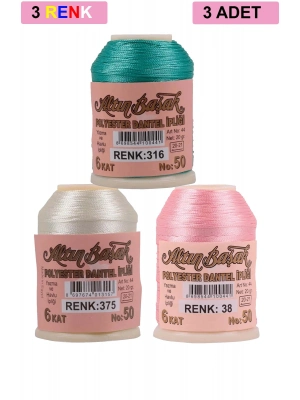 3 Adet Altınbaşak Oya ve Dantel İpi 20 gr - Royaleks - No: 375 - 038 - 316