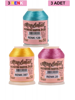 3 Adet Altınbaşak Oya ve Dantel İpi 20 gr - Royaleks - No: 397 - 020 - 129