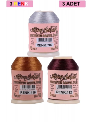 3 Adet Altınbaşak Oya ve Dantel İpi 20 gr - Royaleks - No: 410 - 112 - 707