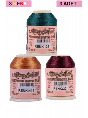 3 Adet Altınbaşak Oya ve Dantel İpi 20 gr - Royaleks - No: 413 - 032 - 291