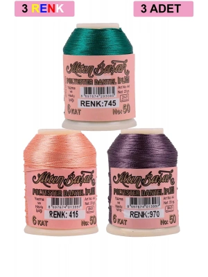 3 Adet Altınbaşak Oya ve Dantel İpi 20 gr - Royaleks - No: 415 - 970 - 745