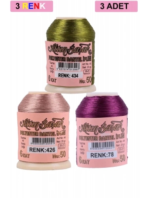 3 Adet Altınbaşak Oya ve Dantel İpi 20 gr - Royaleks - No: 426 - 078 - 434