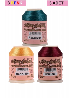 3 Adet Altınbaşak Oya ve Dantel İpi 20 gr - Royaleks - No: 450 - 122 - 294