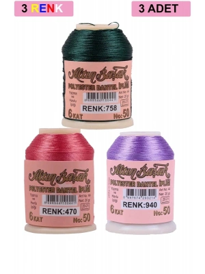 3 Adet Altınbaşak Oya ve Dantel İpi 20 gr - Royaleks - No: 470 - 940 - 758