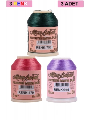 3 Adet Altınbaşak Oya ve Dantel İpi 20 gr - Royaleks - No: 470 - 940 - 758