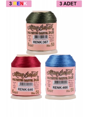 3 Adet Altınbaşak Oya ve Dantel İpi 20 gr - Royaleks - No: 646 - 466 - 367